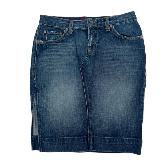 Blue Cult Side Slit Button Fly Pencil Jean Skirt Size 27 Women’s - Picture 1 of 6